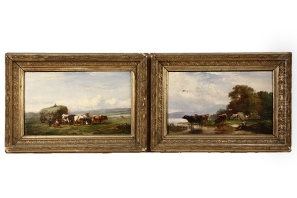 Cattle Watering And Haycart (2 Works) - view 1