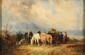 Horses And Figures In A Lanscape Horses And Figures In A Lanscape