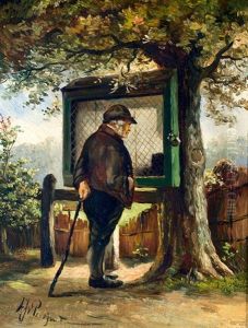 Wandelaar Bij Een Bord Met Dorpsberichten