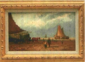 Genreszene Am Hollandischen Fischerstrand by Albert Jurardus van Prooijen