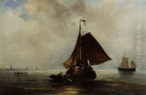 A Hay Barge On The Ij, Amsterdam In The Distance