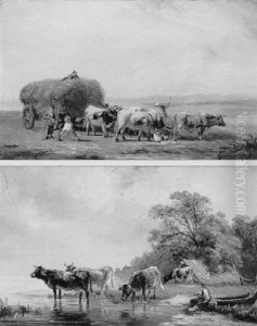 Landschap Met Boeren En Hooiwagen