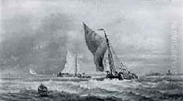 Sailing Boats Off The Coast In A Breeze - view 1
