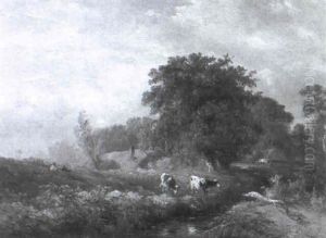 Flusslandschaft Mit Kuhen Flusslandschaft Mit Kuhen
