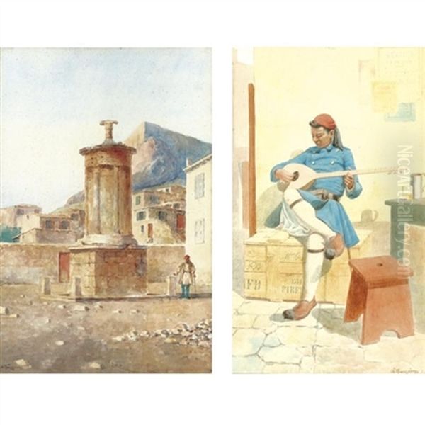 The Lyssicrates Monument & A Greek Musician - view 1