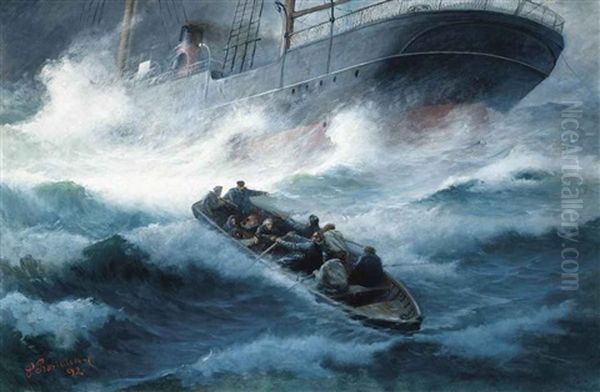A Steam Yacht Foundering In A Storm With Rescue At Hand - view 1