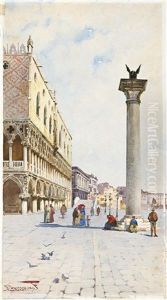 Blick Auf Den Dogenpalast Und Blick Auf Santa Maria Salute In Venedig (2 Works)