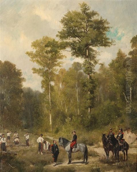 French Military Officers And Soldiers Setting Up Camp - view 1