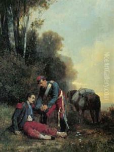 En Saret Soldat Far Noget At Drikke by Paul-Alexandre Protais