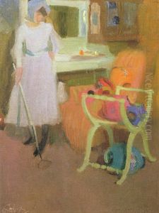 Interno Con Figura by Alfredo Protti