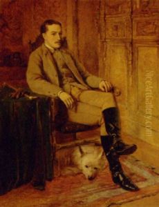 Portrait Of R.w.r. Mackenzie Esq., Of Stormontfield, In A Brown Suit, A Dog At His Feet, In A Panelled Room