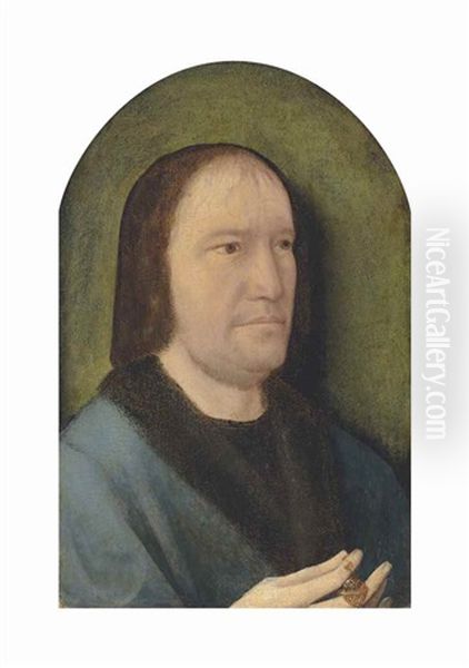 Portrait Of A Gentleman, Half-length, In A Blue Fur-lined Coat, A Rosary With A Pomander In His Right Hand - view 1