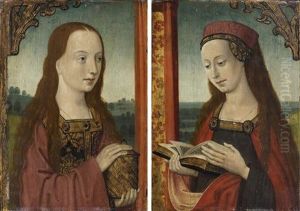 Marie-madeleine Et Femme Lisant (pair) by Jan Provoost
