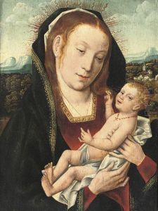 The Virgin And Child In An Extensive Wooded Landscape by Jan Provoost