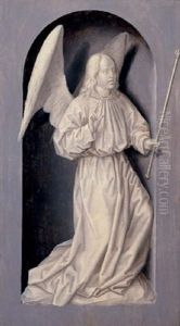The Angel Of The Annunciation In A Stone Niche by Jan Provoost