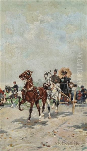 Horse-drawn Carriage Charging Forward - view 1