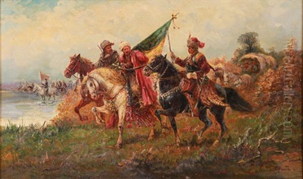 Assembly Of Horsemen On The Move - view 1