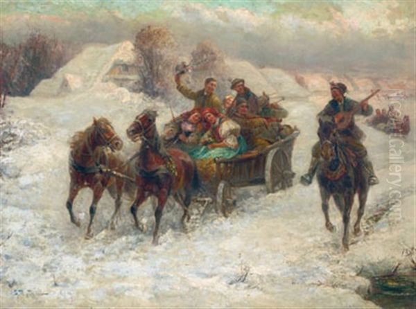 Winter Landscape With Figures In A Troika - view 1
