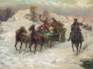 Winter Landscape With Figures In A Troika