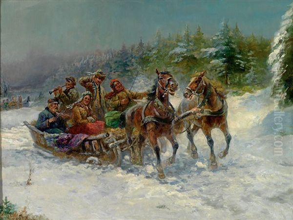 Winterliche Schlittenfahrt Mit Musikanten - view 1