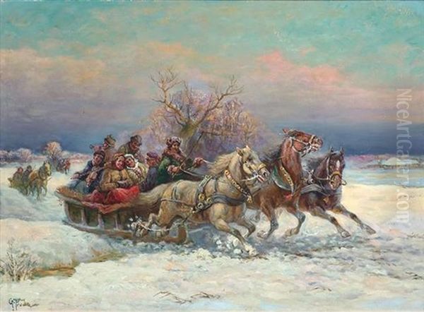 Russische Troika In Winterlandschaft - view 1