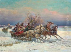 Russische Troika In Winterlandschaft