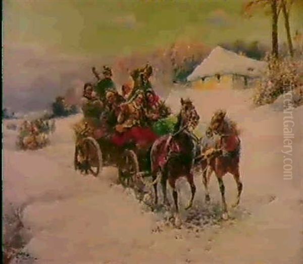 A Wedding Party In A Winter Landscape - view 1