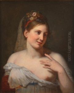 Portrait Of Anne Boutet (1779-1847), Known As Mademoiselle Mars, Bust-length, With Flowers In Her Hair by Pierre-Paul Prud'hon