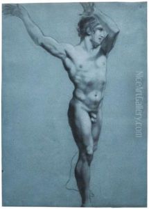 Standing Male Nude, With Both Arms Raised by Pierre-Paul Prud'hon