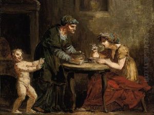 An Old Woman Serving A Lady Seated At A Table, With A Child Attending by Pierre-Paul Prud'hon