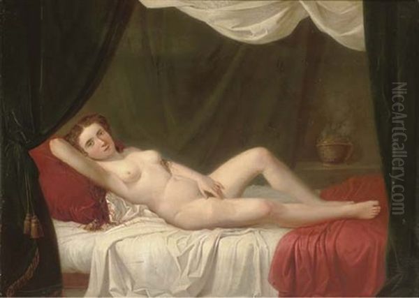 A Female Nude Reclining On A Bed - view 1
