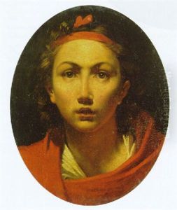 Portrait Of A Girl, Bust-length, With A Red Mantle And Hairband
