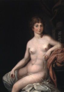 Akt Eines Rotblonden Madchens Neben Saule by Pierre-Paul Prud'hon