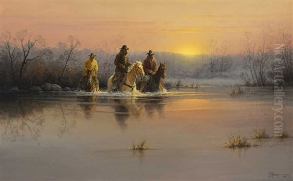 Fording At Dusk - view 1