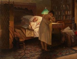 At The Bed by Illarion Mikhailovich Pryanishnikov