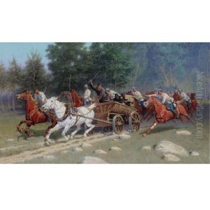 Cavalry On The Attack by Ivan Petrovich Pryanishnikov