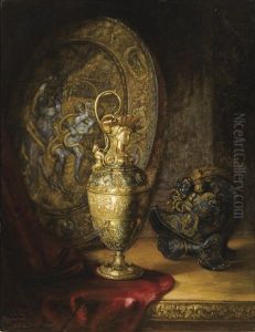 Casque, Aiguiere Et Bouclier Sur Une Table by Lucien Przepiorski