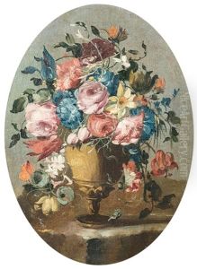 Stillleben Mit Blumen In Einer Vase (pair) by  Pseudo Guardi