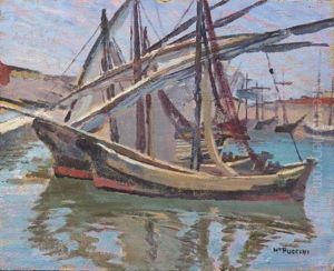 Barche In Porto by Mario Puccini