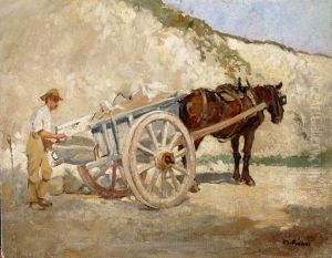 Arbeiter Beim Beladen Eines Fuhrwerks Im Steinbruch Von Carrara by Mario Puccini