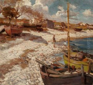 Boy On A Beach With A Skiff, 1918 Boy On A Beach With A Skiff, 1918