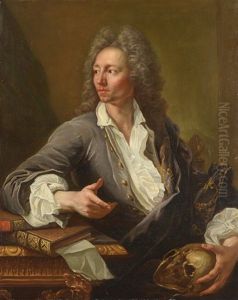 Portrait De Gentilhomme Meditant Sur Un Crane by Francois Puget