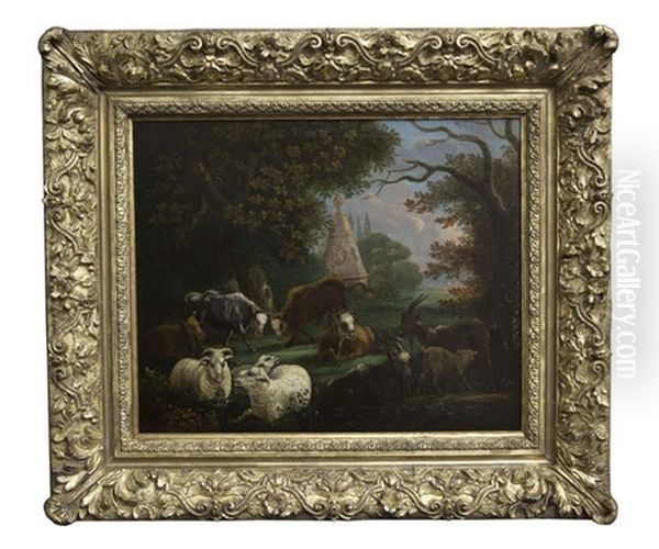 Cows, Sheep And Goats In A Landscape - view 1