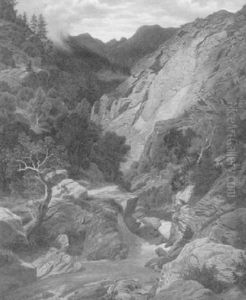 Gebirgsbach In Felsiger Schlucht by Alexis Puhlmann