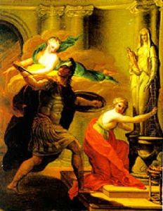 Aeneas Will Helena Im Tempel Der Vesta Toten by Johann Gottlieb Puhlmann
