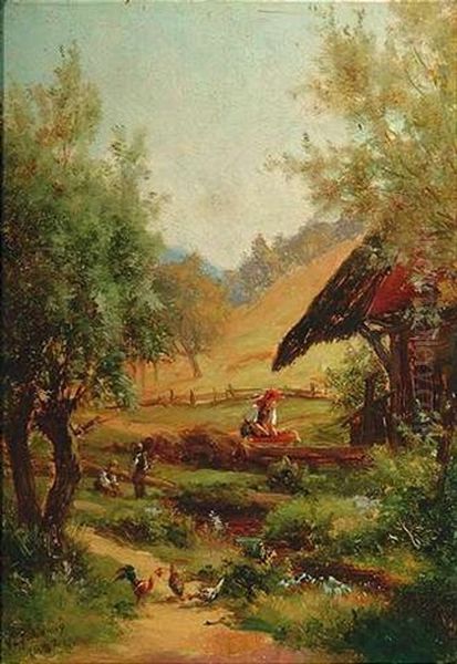 Schwarzwaldlandschaft Mit Einer Bauerin Vor Dem Gehoft - view 1