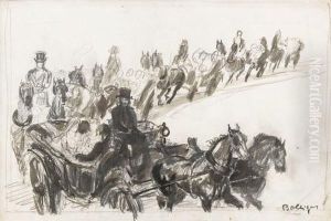 Kolonne Mit Pferdekutschen by Rodolphe Bolliger