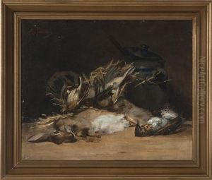 Stilleben Med Hare Och Faglar by Alfred Puissant