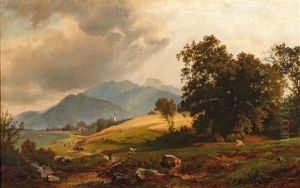 Scene Of Lake Kochel by Johann Gottfried Pulian