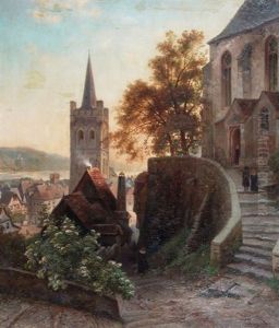 Atardecer En La Aldea by Johann Gottfried Pulian